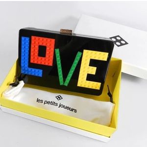 Les Petit Joueurs Lego Love Acrylic Clutch Bag NEW PERFECT FOR VALENTINE'S!